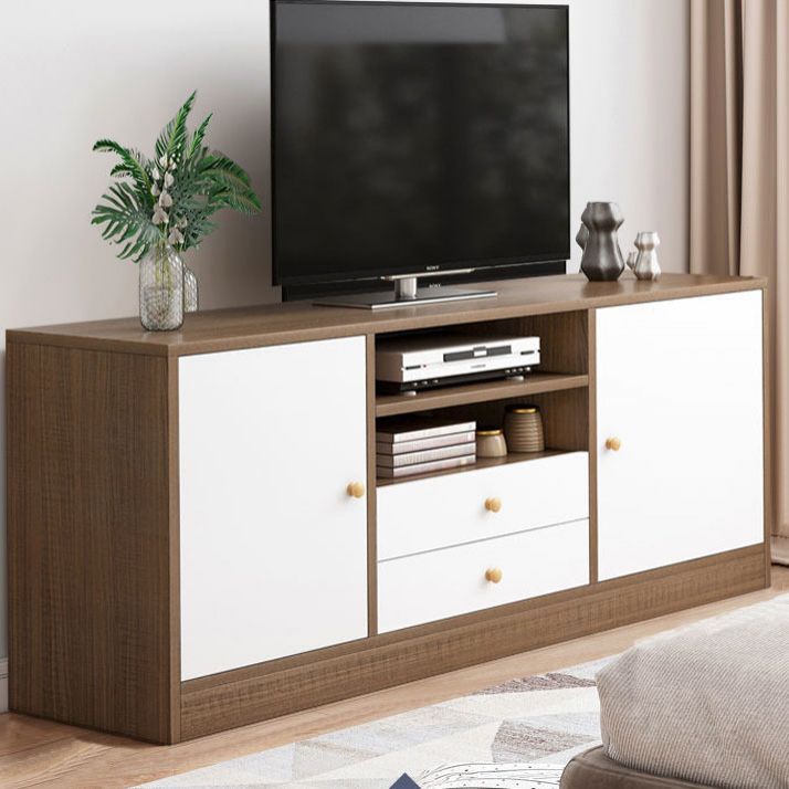 12 "D Consolet de télévision en bois moderne Console ouverte Stand de télévision avec tiroirs et portes