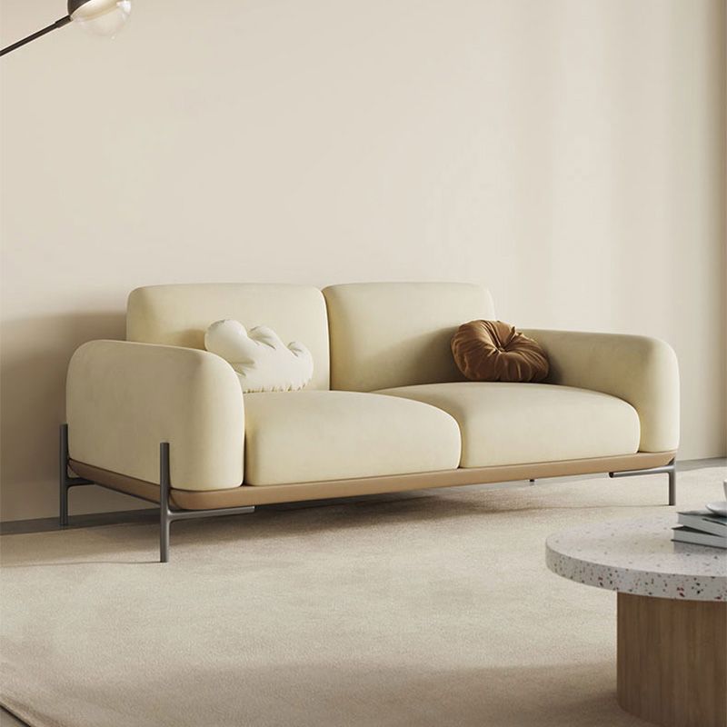 ベージュの標準的な現代フェイクレザー /ベルベットソファソファ