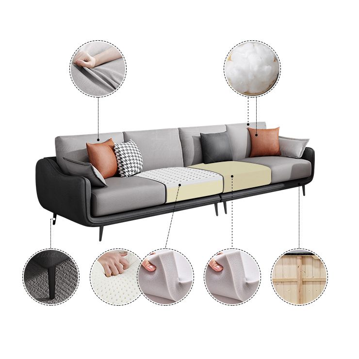 Scandinavian Sofa Faux Leather Gray Pillows Living Room Standard Seating
