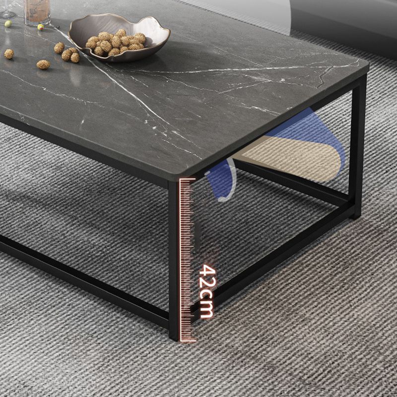 16.5 "H Moderne rechthoekige houten salontafel stalen frame accenttafel