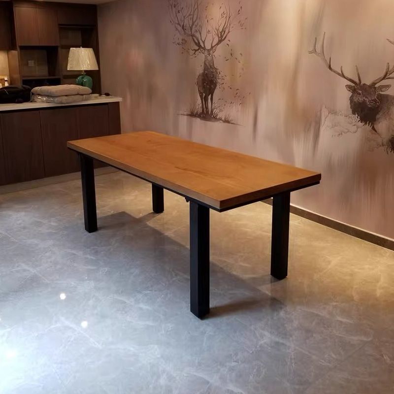 Rectangle 4 Legs Dining Table Industrial Pine Wood Table for Dining Room Clearhalo 'Dining Tables & Seating' 'Dining Tables' 'dining_table' 'furn' 'furn_dining_table' 'Furniture' 'Kitchen & Dining Furniture' 1200x1200_6f4215b6-f8ea-4118-ba1a-f8de9a6bf765