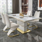 Luxury Sintered Stone Top Dining Table White Rectangle Table with Metal Pedestal Base Clearhalo ' dining_table' 'Dining Tables & Seating' 'Dining Tables' 'furn' 'furn_dining_table' 'Furniture' 'furniture_dining_table' 'Kitchen & Dining Furniture' 'kitchen&dining_furn' 'kitchen' 'kitchen_dining_table' 1200x1200_6f4258cb-c7a1-4460-8f9a-91bd9dc321e0