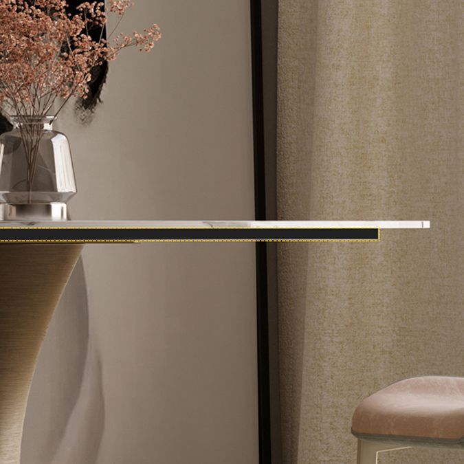 Tavolo da pranzo in pietra sinterizzato senza tavolo rotondo di lusso giradischi con piedistallo in metallo