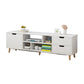 Faux Wood TV Stand Modern TV Media Stand with Doors for Living Room