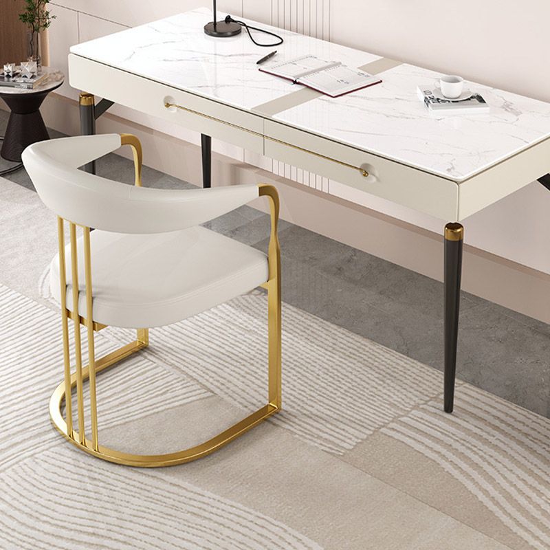 Glam -stijl zijstoel metalen Slat achter eetkamerstoel voor binnen