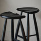 Solid Wood Dining Stools Contoured Seat Bar Stools with Footrest