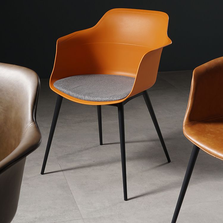 Scandinavian Dining Arm Chair Solid Back Side Chair with 4 Metal Legs for Home Use Clearhalo ' kitchen&dining_furn' 'Dining Chairs' 'Dining Tables & Seating' 'dining_chair' 'Furniture' 'furniture_dining_chair' 'Kitchen & Dining Furniture' 'kitchen' 1200x1200_6f46801b-94f1-4efa-90bf-57f62d5fb4e8