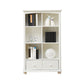 Modern Solid Wood Bookcase, White, Geometric Bookshelf for Bedroom