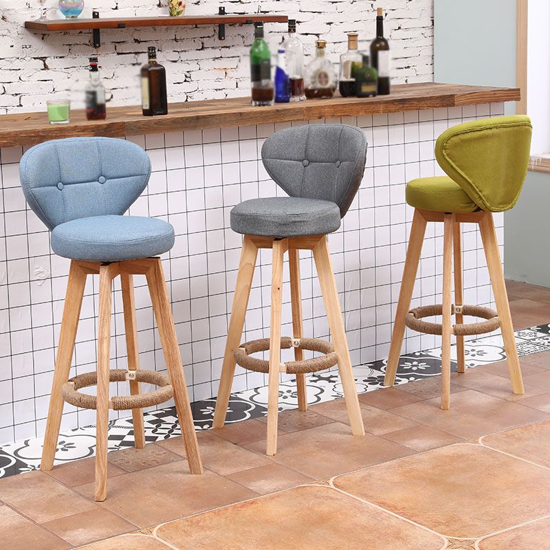 Modern Backrest Rotatable Counter Stool Wood Kitchen Bar Stool with Cushion and Pedal Clearhalo 'Bar Furniture' 'Bar Stools' 'bar_stools' 'furn' 'furn_bar_stools' 'furniture_bar_stools' 'Kitchen & Dining Furniture' 'kitchen&dining_furn' 'kitchen' 'kitchen_furn' Furniture' 1200x1200_6f4769e0-27f1-4e8b-bead-de0edd2b139b