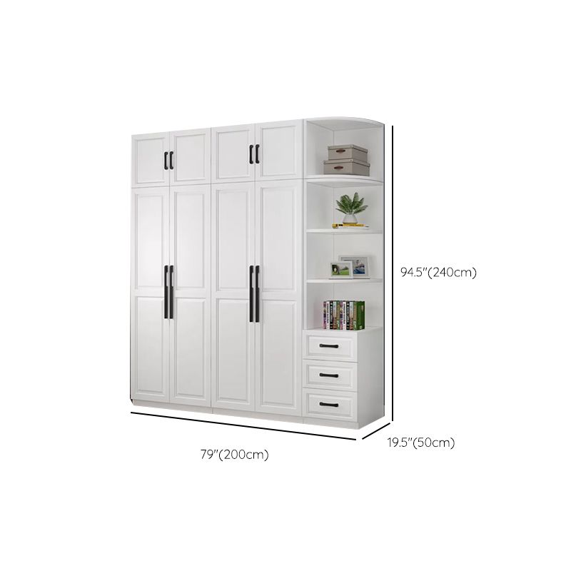 Freestanding Wood Frame Wardrobe Modern Hinged Soft Close Doors Wardrobe and Drawers Clearhalo 'Armoires & Wardrobes' 'armoires_wardrobes' 'Bedroom Furniture' 'furn' 'furn_armoires_wardrobes' 'Furniture' 1200x1200_6f488848-59f3-4d95-a81d-8afb348c58df
