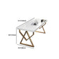 Trestle Glam Office Desk Rectangular White and Gold Writing Desk for Bedroom