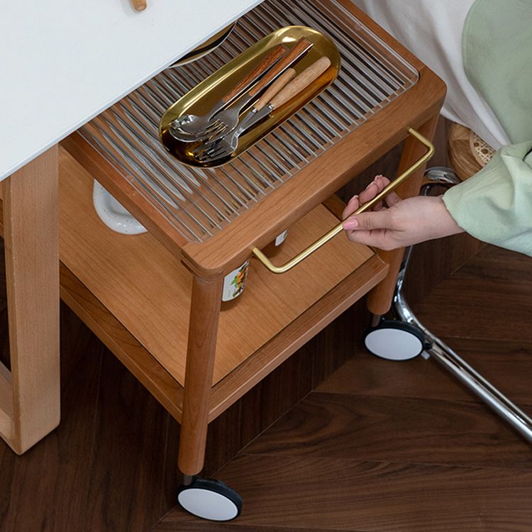 25.2" Wide Rectangular Glass End Slide Table Brown Cherry Side Table with Storage Clearhalo 'Coffee & Accent Tables' 'End & Side Tables' 'end_side_tables' 'furn' 'furn_end_side_tables' 'Furniture' 'Living Room Furniture' 1200x1200_6f4a1051-bc55-4729-94e1-4d5ec26a2807