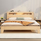 Solid Wood Beveled Standard Bed Storage Headboard Bed with Shelves