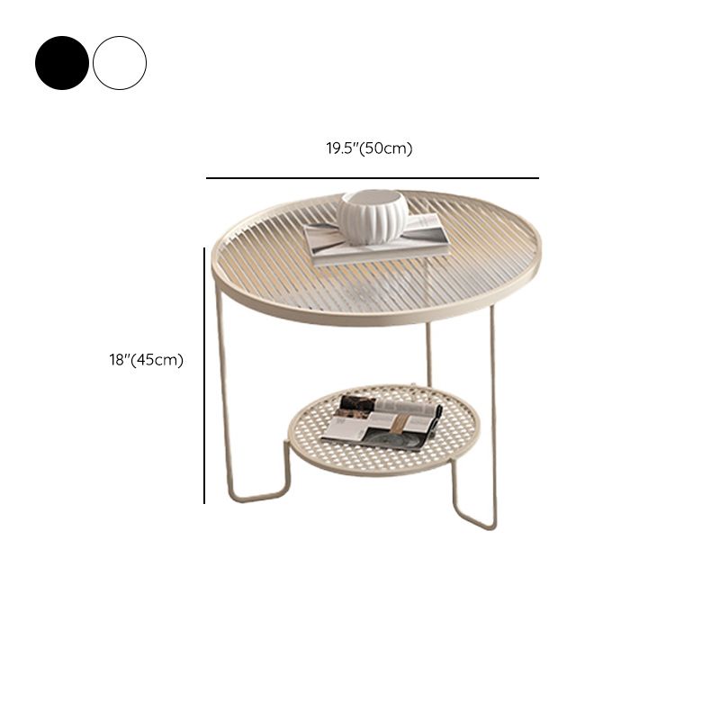 Tropical Round Frame Cocktail Table Glass Top Coffee Table Set