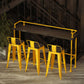 Industrial Black Wood Bar Table with Rectangle Table Top Yellow Trestle Table - 42" H Clearhalo 'Bar Furniture' 'Bar Tables' 'bar_tables' 'furn' 'furn_bar_tables' 'Furniture' 'furniture_bar_tables' 'Kitchen & Dining Furniture' 1200x1200_6f4a5ec3-d64b-44e0-857b-98eb155308a0