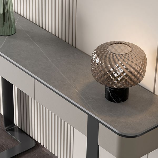 Stone Half Moon Console Table 1-shelf 33.46" Tall Accent Table