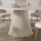 Glam Round Dining Table Set 1/2/5/7 Pieces Dinette Set with White Sintered Stone Top