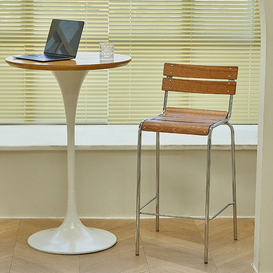 Moderner Stil Counterhocker Holz Low Rücken Barhocker mit Fußstütze
