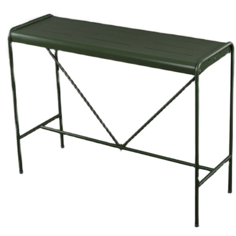 Rectangle Outdoor Bar Dining Table Metal Bar Table with Trestle Base