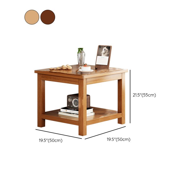 Contemporary Side Table Double Tier Wood Accent Side Table with Shelf