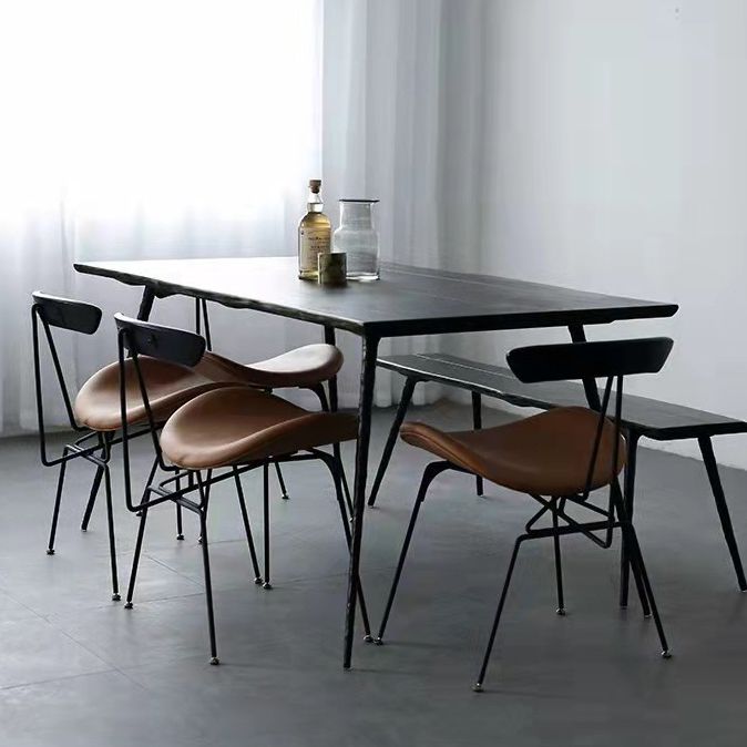 Minimalist Opening Back Kitchen Dining Side Chair Metal Black Dining Side Chair Clearhalo ' kitchen&dining_furn' 'Dining Chairs' 'Dining Tables & Seating' 'dining_chair' 'Furniture' 'furniture_dining_chair' 'Kitchen & Dining Furniture' 'kitchen' 1200x1200_6f50bc1c-b235-472b-8fb1-34d39cb6302a