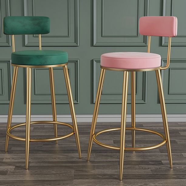 Nordic Low Back Bar Stool Round Counter Bar Stool with Metal Legs Clearhalo 'Bar Furniture' 'Bar Stools' 'bar_stools' 'furn' 'furn_bar_stools' 'Furniture' 'furniture_bar_stools' 'Kitchen & Dining Furniture' 1200x1200_6f510595-8f64-4ff3-a350-474df6942884