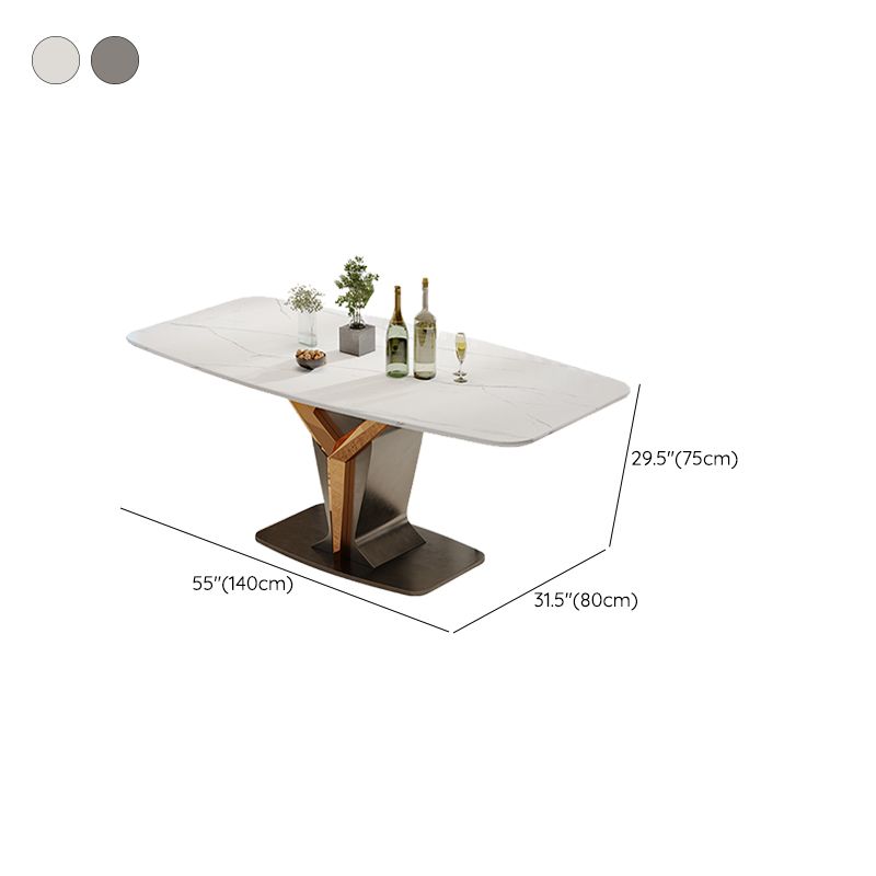 Rectangle Pedestal Dinner Room Kitchen Table Modern Dining Site Table Clearhalo 'Dining Tables & Seating' 'Dining Tables' 'dining_table' 'furn' 'furn_dining_table' 'Furniture' 'Kitchen & Dining Furniture' 1200x1200_6f576356-d30c-4aa6-8ee5-817155bc51ea