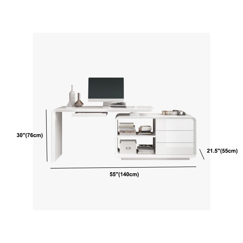 Modern Wood Computer Desk White Pedestal Writing Desk for Home Clearhalo 'furn' 'furn_office_desk' 'Furniture' 'Office Desks' 'Office Furniture' 'office_desk' 1200x1200_6f5975ac-b672-4d01-8463-d86ebce7cbfe