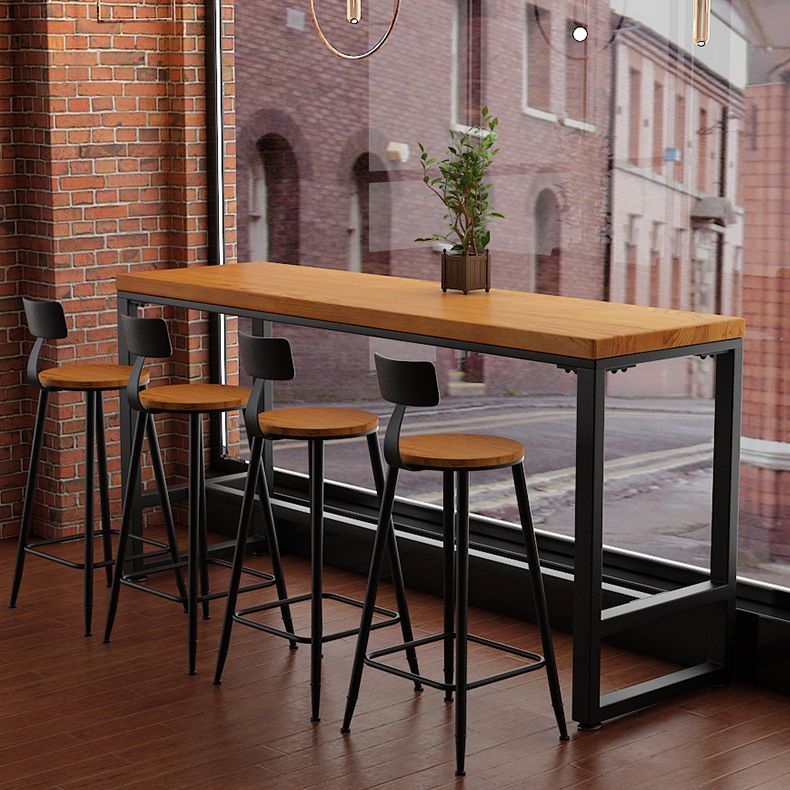 Pine Wood Bar Dining Table Industrial Rectangle Bar Table with Trestle Pedestal for Cafe Clearhalo 'Bar Furniture' 'Bar Tables' 'bar_tables' 'furn' 'furn_bar_tables' 'Furniture' 'furniture_bar_tables' 'Kitchen & Dining Furniture' 1200x1200_6f5cb1c3-149a-4bda-b47f-1d96d93dea00