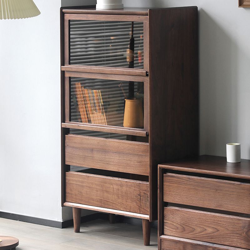 Mid-Century Modern Side Cabinet Solid Wood Glass Paned Accent Cabinet Clearhalo 'Cabinets & Chests' 'cabinets_chests' 'furn' 'furn_cabinets_chests' 'Furniture' 'Living Room Furniture' 1200x1200_6f5f0457-862d-486e-b0ee-86624aa62674