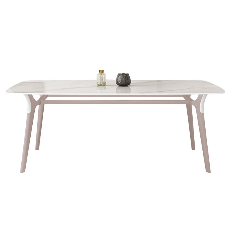Table de salle à manger Glam Table de salle à manger rectangulaire en pierre en blanc