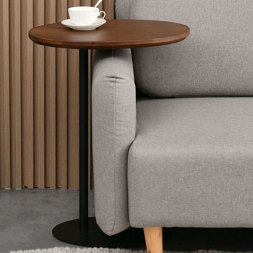 コンテンポラリースタイルのサイドエンドテーブルメタルペデスタルソファサイドアクセントテーブル