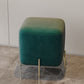 Glam Square Target Pouf Plain Velvet Metal Frame Water Resistant Couch Ottoman