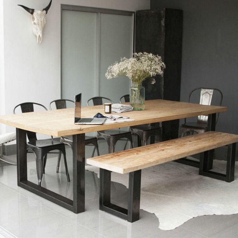 Rectangle Shape Luxury Dining Table Solid Wood Fixed Table for Kitchen Clearhalo ' dining_table' 'Dining Tables & Seating' 'Dining Tables' 'furn' 'furn_dining_table' 'Furniture' 'furniture_dining_table' 'Kitchen & Dining Furniture' 'kitchen&dining_furn' 'kitchen' 'kitchen_dining_table' 1200x1200_6f60acef-5b9f-4201-9a58-568cce5222fe