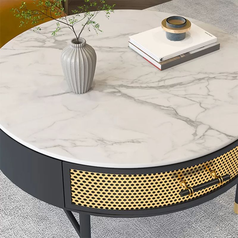 17.7" H Round Slate Coffee Table 4 Legs Cocktail Table with Drawer Clearhalo 'Coffee & Accent Tables' 'Coffee Tables' 'coffee_tables' 'furn' 'furn_coffee_tables' 'Furniture' 'Living Room Furniture' 1200x1200_6f60d9a8-a24b-42a9-abd5-c05af820049b