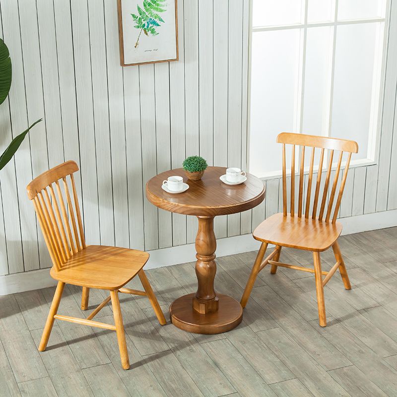 Modern Round Solid Wood Coffee Table 29.5"H Pedestal Cocktail Table