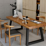 Mesa de oficina de forma rectángulo escritorio de trabajo de madera maciza industrial