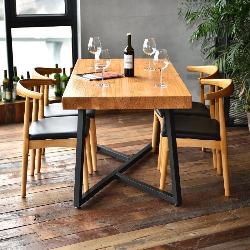 Natural Finish Solid Wood Dining Set 1/2/5 Pcs Industrial Dinette Table Set for Home Clearhalo 'Dining Room Sets' 'Dining Tables & Seating' 'dining_room_set' 'furn' 'furn_dining_room_set' 'Furniture' 'Kitchen & Dining Furniture' 1200x1200_6f636a47-988c-4738-b6be-57f234f6cbe7