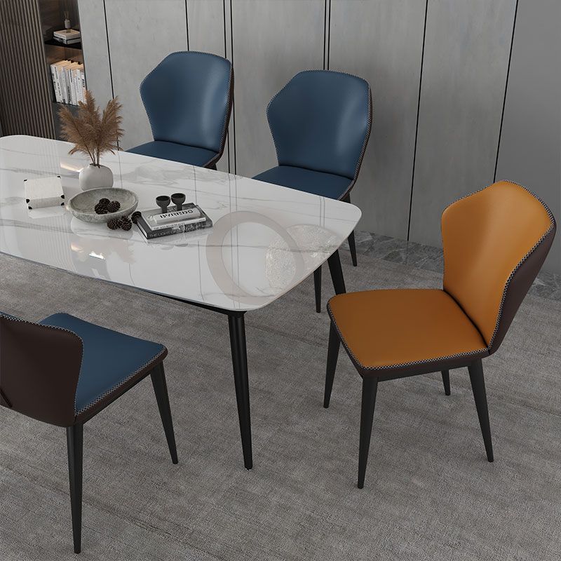 Minimalist Style Wingback Parsons Side Chairs Leather Dining Chairs for Kitchen (Set of 4) Clearhalo ' kitchen&dining_furn' 'Dining Chairs' 'Dining Tables & Seating' 'dining_chair' 'furn' 'furn_dining_chair' 'Furniture' 'furniture_dining_chair' 'Kitchen & Dining Furniture' 'kitchen' 1200x1200_6f63cc08-1d7a-4b63-b7cb-9328399511c5