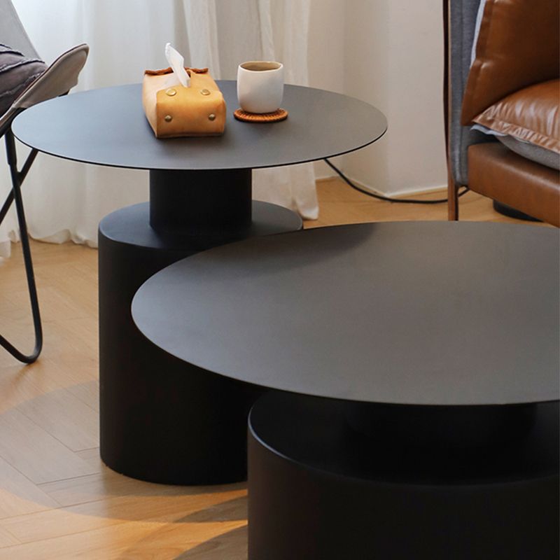 ラウンドメタルコーヒーテーブルミッドセンチュリーモダンペデスタル2ピースカクテルテーブル