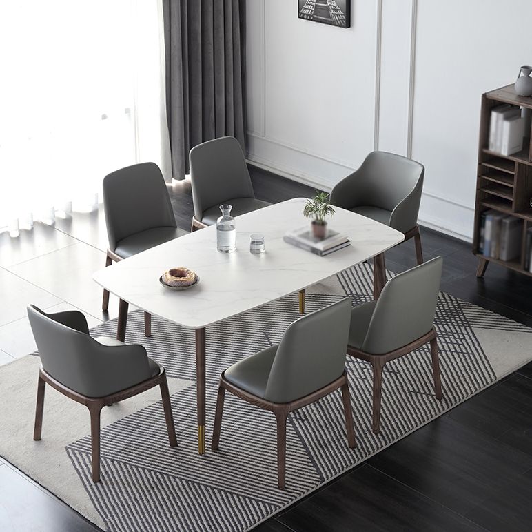 Rectangle 4 Legs Luxury Table White Sintered Stone Top Fixed Table Clearhalo 'Dining Tables & Seating' 'Dining Tables' 'dining_table' 'furn' 'furn_dining_table' 'Furniture' 'Kitchen & Dining Furniture' 1200x1200_6f6743f7-2dfd-41b8-96ff-281862336a2a