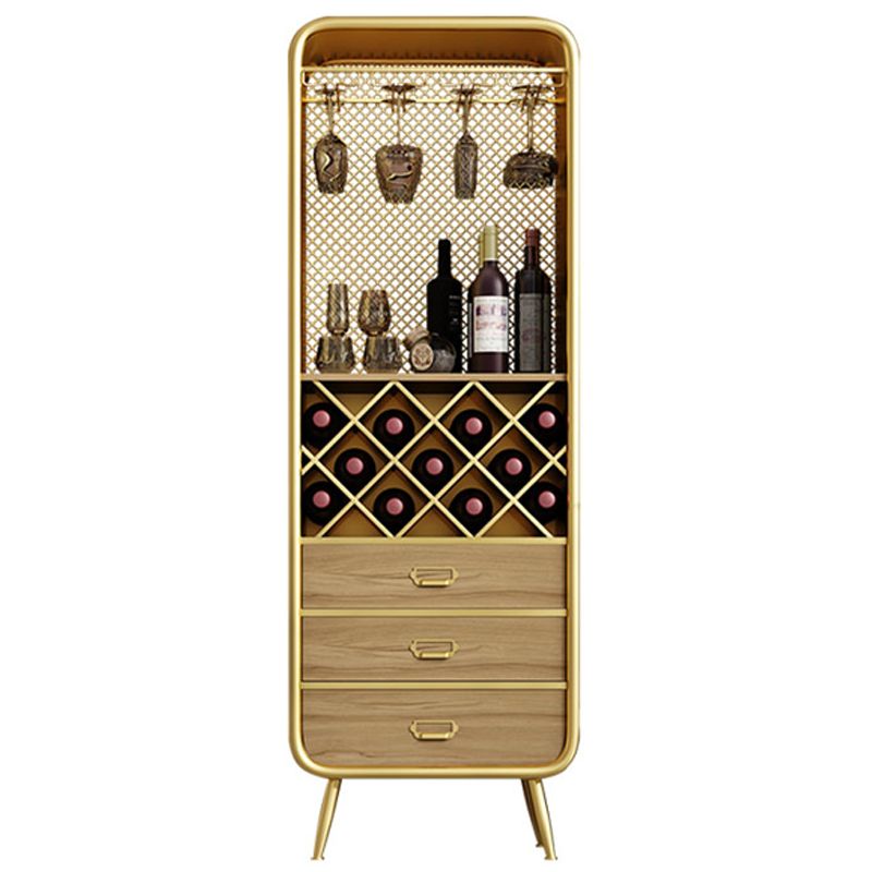 Metal Floor Wine Bottle & Glass Rack Industrial Stackable Wine Holder Rack