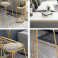 Glam Bar Stool and Table Set 1/2/3 Pcs Metal and Stone Pub Table with Upholstered Stools