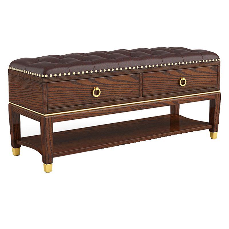 Rubber Wood Seating Bench Genuine Leather Rectangle Shoe Storage Entryway Bench Clearhalo 'Benches' 'Chairs & Seating' 'furn' 'furn_benches' 'Furniture' 'Living Room Furniture' 1200x1200_6f684a3a-1c2c-4fbf-a77b-51282d0d6c79