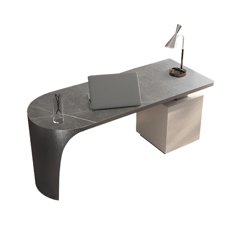 Stone Peninsula Office Desk 2 Drawers 27.56" Tall Writing Desk Clearhalo 'furn' 'furn_office_desk' 'Furniture' 'Office Desks' 'Office Furniture' 'office_desk' 1200x1200_6f689994-250b-47bf-8aa9-a78a7ba65482