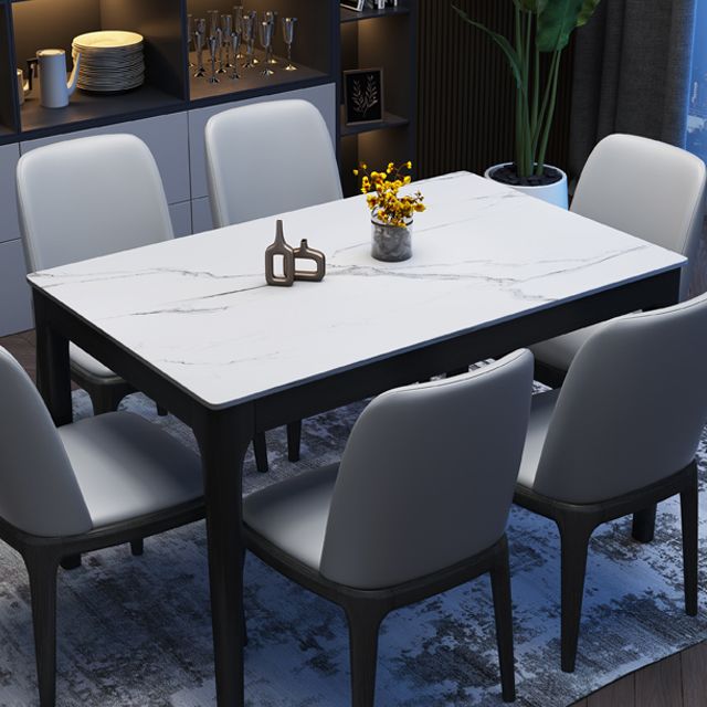 Rectangle Retro Modern Dining Table White Fixed Table with Sintered Stone Clearhalo ' dining_table' 'Dining Tables & Seating' 'Dining Tables' 'furn' 'furn_dining_table' 'Furniture' 'furniture_dining_table' 'Kitchen & Dining Furniture' 'kitchen&dining_furn' 'kitchen' 'kitchen_dining_table' 1200x1200_6f6ee929-c593-4081-91ab-849052951de8