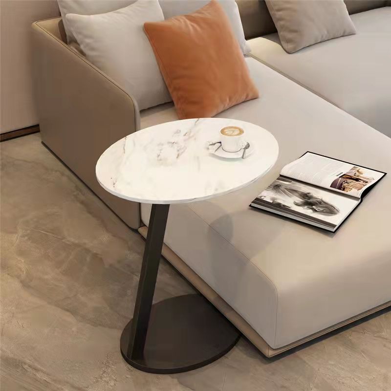 Modern Style Cocktail Table Rock Tabletop Ironwork Table Foot Round Coffee Table