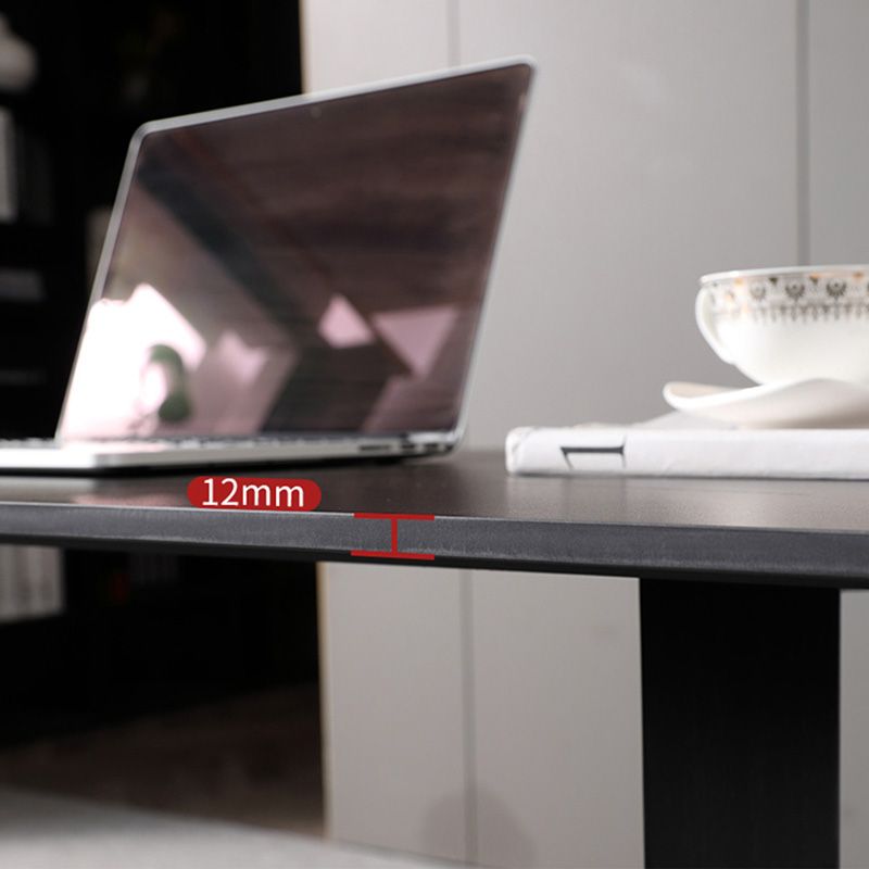 Black Rectangular Office Desk with Black Metal Base Modern Desk Clearhalo 'furn' 'furn_office_desk' 'Furniture' 'Office Desks' 'Office Furniture' 'office_desk' 1200x1200_6f700fcd-d85f-4fe6-a7b8-02dd70686123