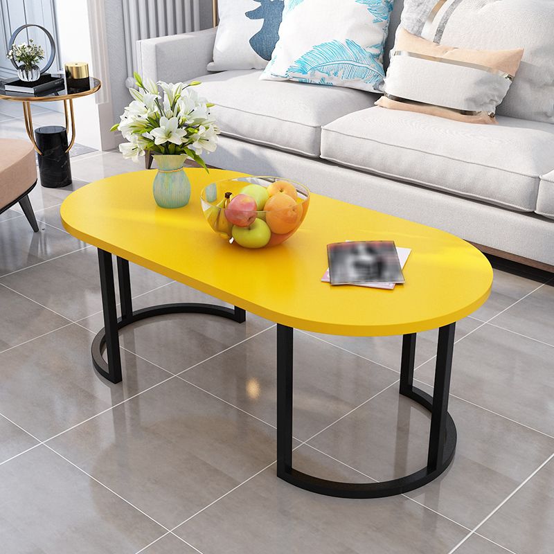 17.7"H Modern Metal Sled Base Wood Oval Coffee Table For Living Room Clearhalo 'Coffee & Accent Tables' 'Coffee Tables' 'coffee_tables' 'furn' 'furn_coffee_tables' 'Furniture' 'furniture_coffee_tables' 'Living Room Furniture' 1200x1200_6f7108e6-cd64-4cb0-8d76-4c7360f011ff