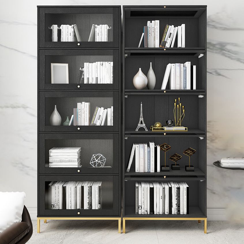 Glam Vertical Standard Bookcase Manufactured Wood Bookcase with Glass Doors Clearhalo 'Bookcases' 'Furniture' 'furniture_bookcases' 'kitchen' 'kitchen_bookcases' 'Living Room Furniture' 'Office Furniture' 1200x1200_6f710f4a-8464-4598-b62a-6225820f9c80